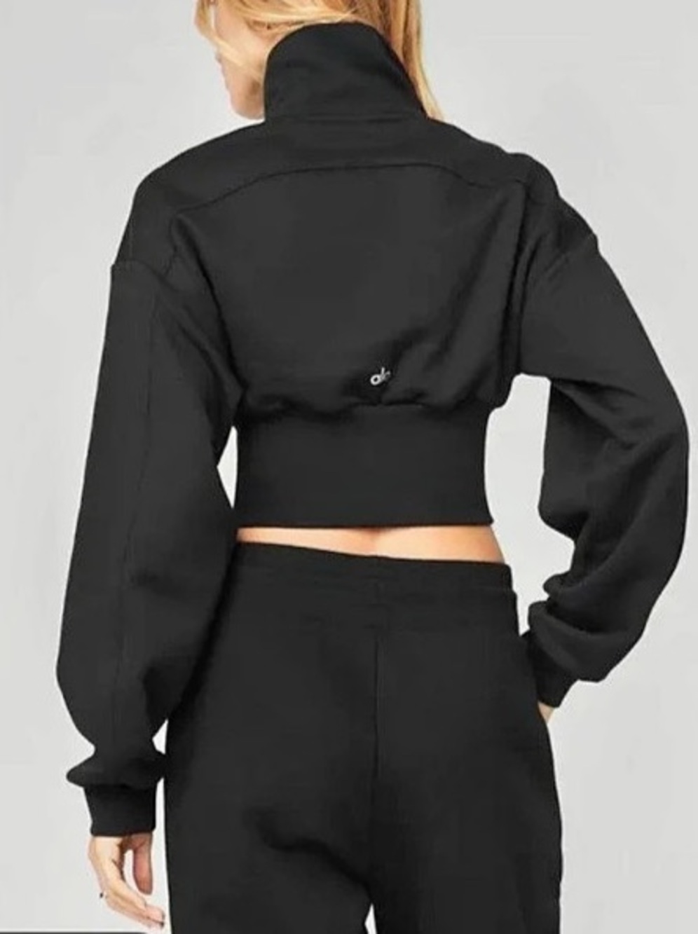 Alo Yoga Vixen Fleece 1/4 Zip Cropped Pullover Black Small
